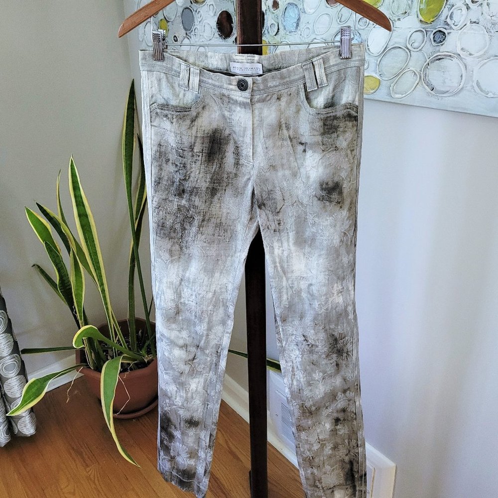 Beate Heymann Street Couture Watercolour Damask Print Jeans EU 38/US 8